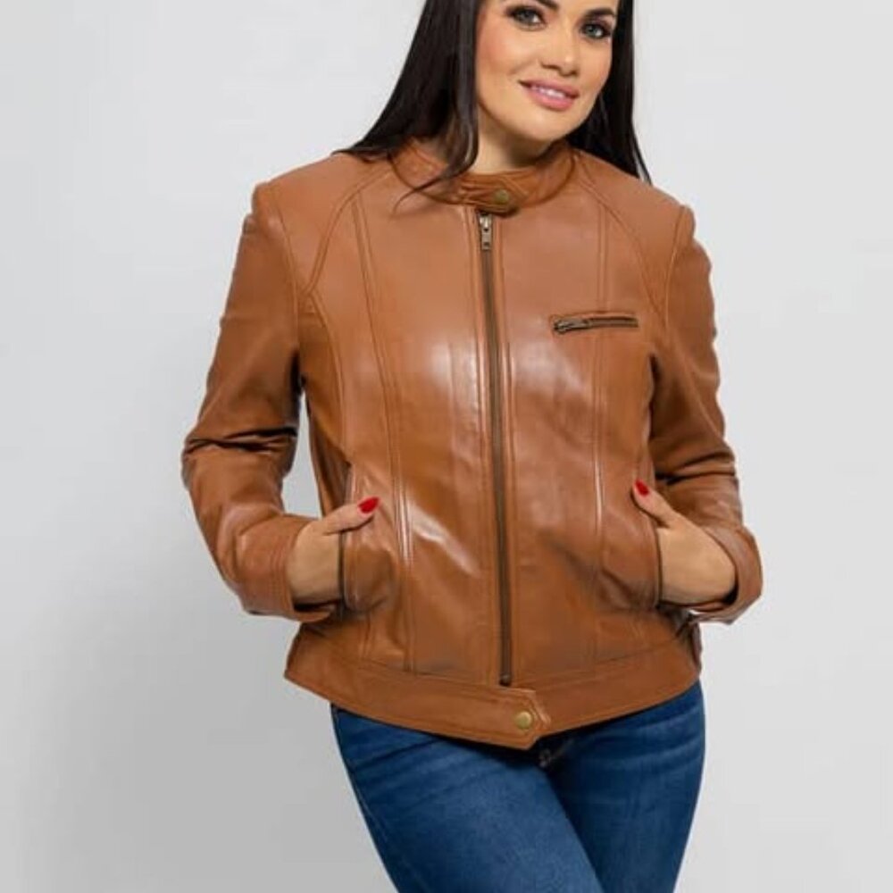 Favorite Women's Premium Leather Motorcycle Moto Jacket